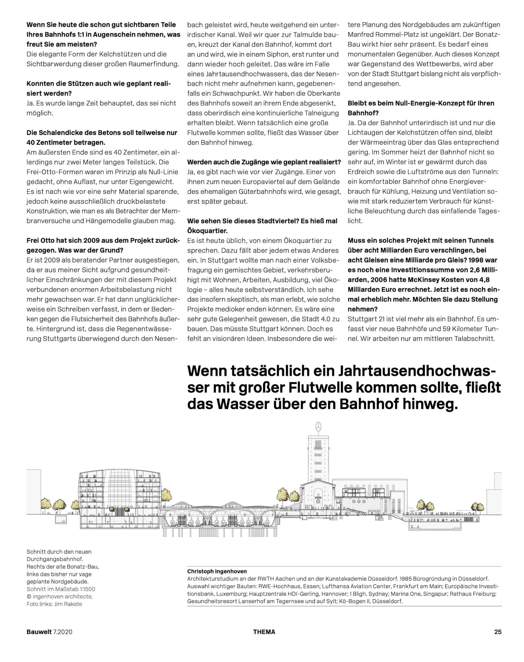 Bauwelt Magazin über Stuttgart 2020 10 Jahre Stuttgart 21, Interview mit Christoph Ingenhoven