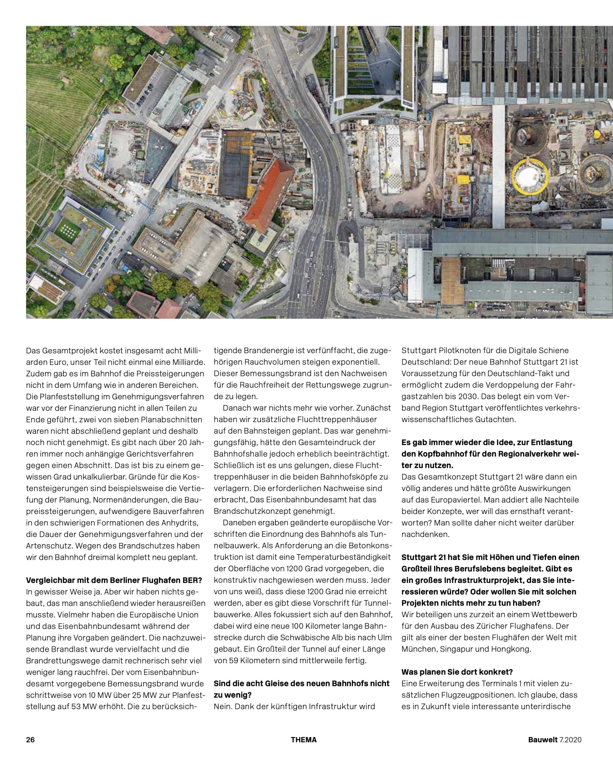 Bauwelt Magazin über Stuttgart 2020 10 Jahre Stuttgart 21, Interview mit Christoph Ingenhoven