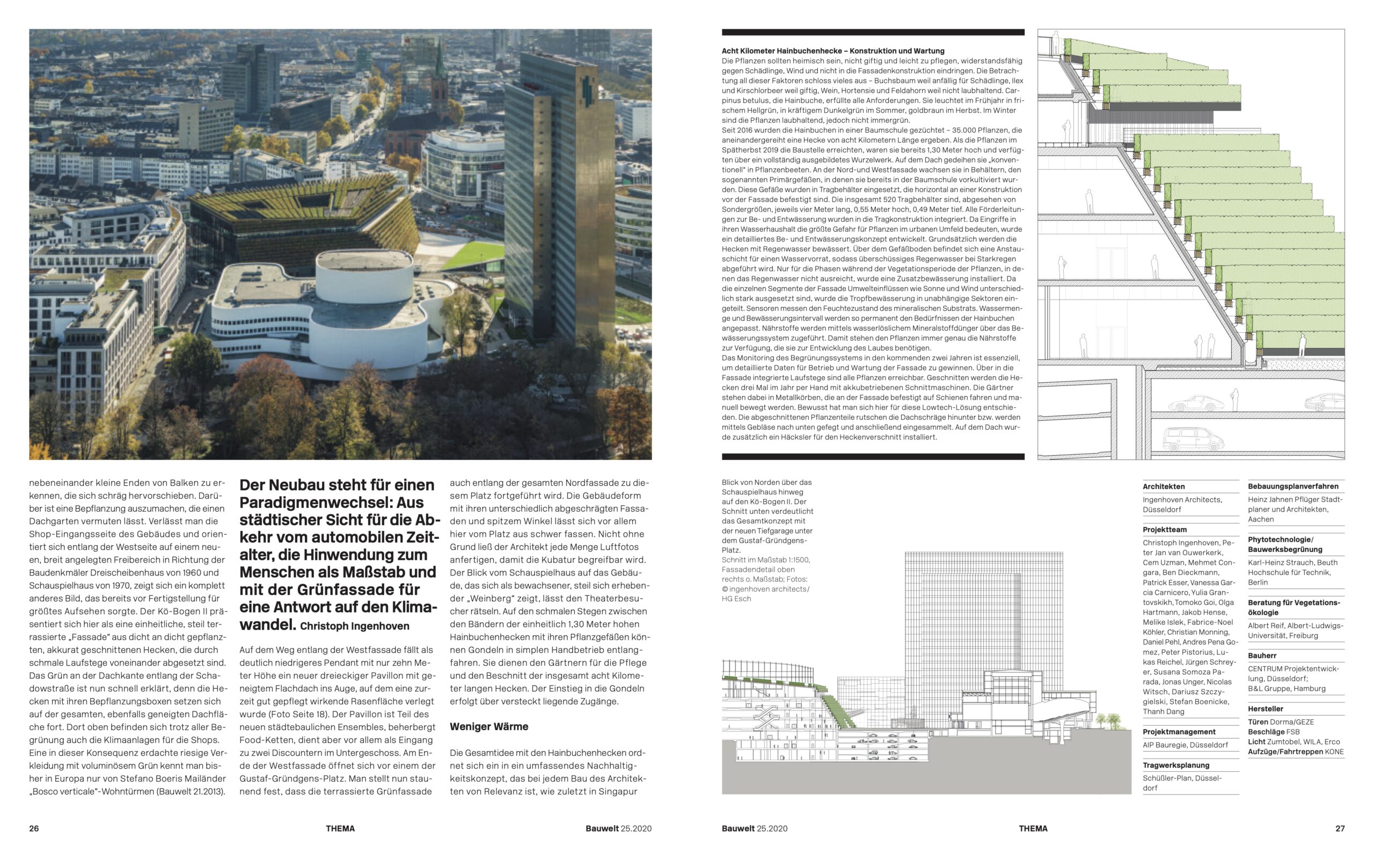 Der Düsseldorfer Kö-Bogen II von Ingenhoven Architects mit Europas größter Grünfassade