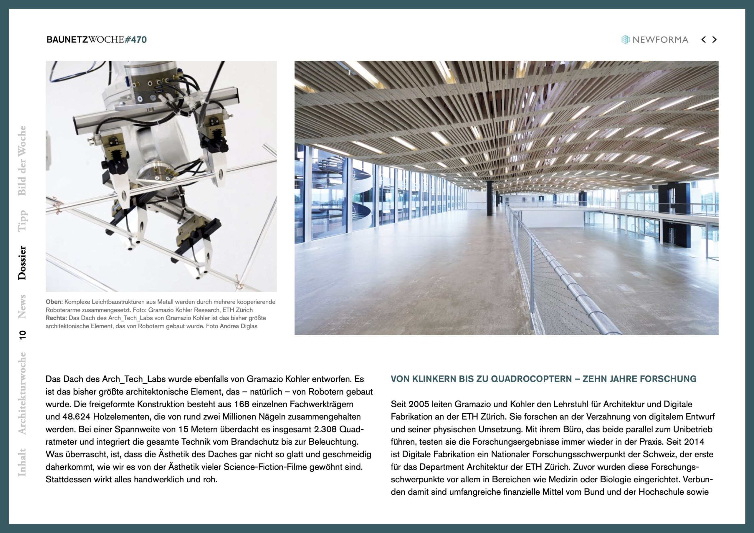 Baunetzwoche, Robotic Freedom, das Arch_Tech_Lab der ETH Zürich